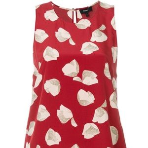 Theory Women's Red Woman Printed Silk Crepe De Chi